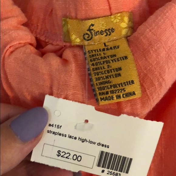 Coral high low lace dress - Picture 3 of 4